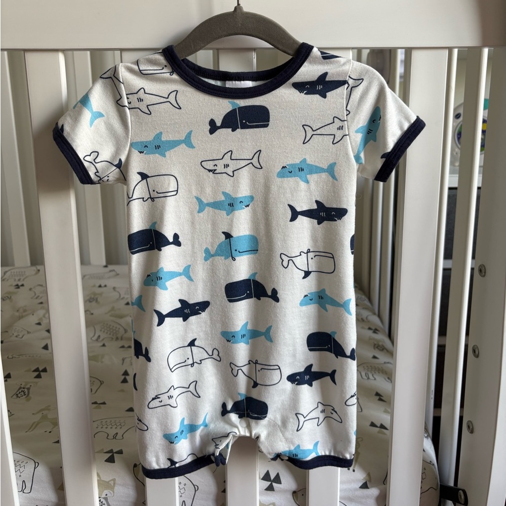 🐳 PatPat White and Blue Sea Life Bodysuit